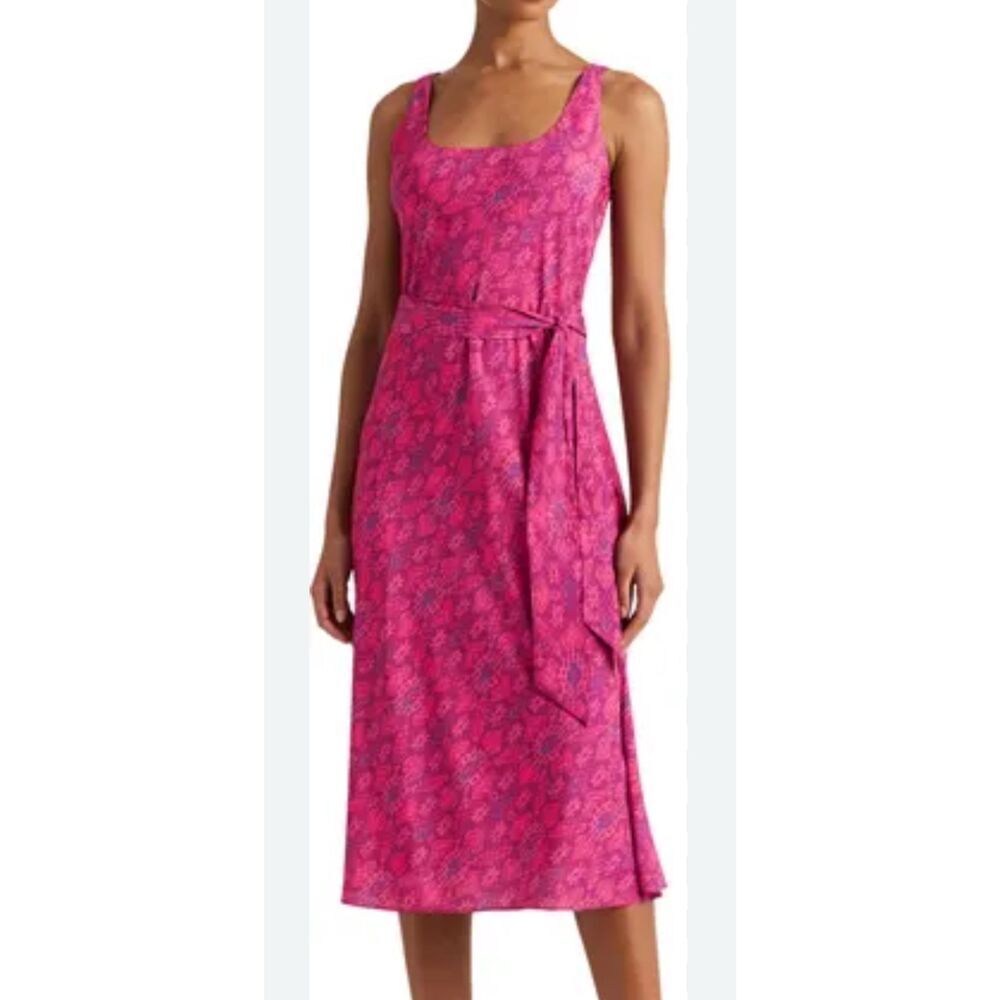 Lauren Ralph Lauren Fuchsia Ikat Print Sleeveless Midi Dress Size 4 NWT